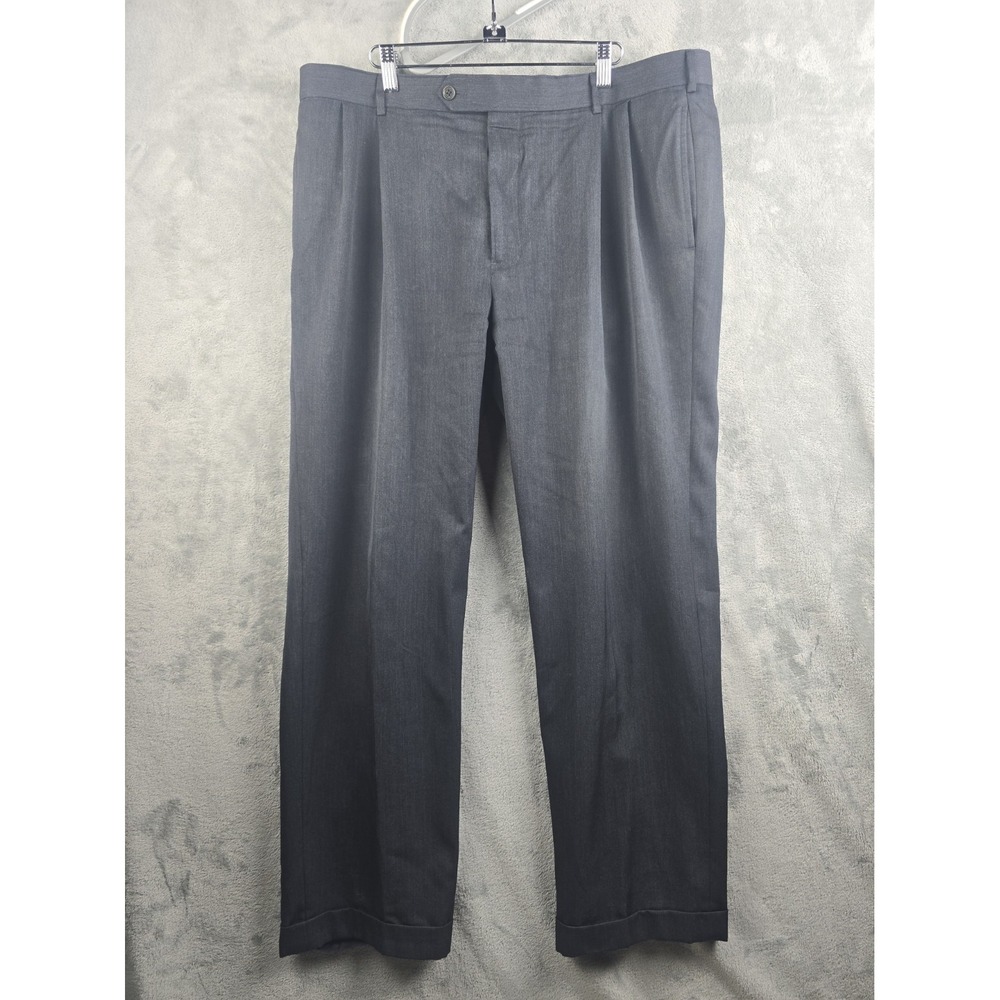 Brooks Brothers Dress Pants Mens 40x31 Dark Gray Madison Wool Pleated Cuffed